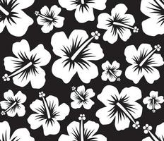 Hawaii flor de hibisco patrón blanco y negro vector