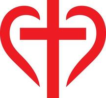 Cross and heart in red vector