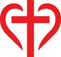 Cross and heart in red vector