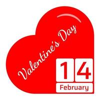 Valentines Day calendar Icon. Heart shape with message. Flat vector illustration
