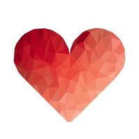 Red heart shape low poly wireframe style. Icon Vector illustration