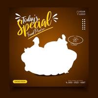 Set of food social media templates. with editable element and brown, yellow, white color. And trendy geometric shape vector