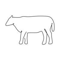 drawing of a continuous line of cattle. Cow animal line hand drawn. vector