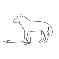 One single continuous doodle outline silhouette hand drawn art line wild animal polar gray predator lone leader wolf vector