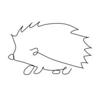 One continuous line drawing of cute little hedgehog for logo identity. Mini funny spiky rodent animal concept for national zoo icon. Dynamic single line graphic draw design vector illustration