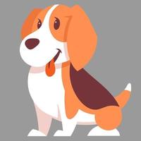 sentado perro beagle. linda mascota en estilo de dibujos animados. vector