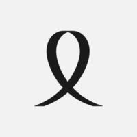 Black awareness ribbon on white background. Disease symbol. vector