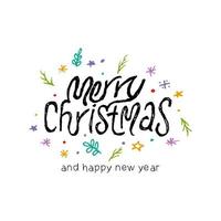 Merry Christmas text, Lettering design card template, Handwriting Alphabets, vector