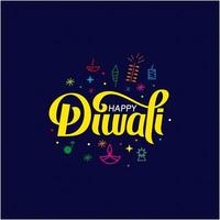 Ilustración de diwali para la celebración del vector de tipografía del festival de la comunidad hindú