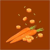 Fresh vegetable Carrot falling vector in brown background