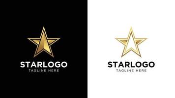 Luxury Gold Star Logo Vector in elegant Style with Black Background