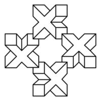 figura de ilusión óptica, forma imposible, líneas negras sobre un fondo blanco, objeto de op art. vector