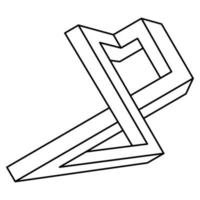 Optical illusion shape. Impossible object. Op art figure. vector