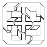 Impossible optical illusion shape. Sacred geometry. Optical art object. Impossible figure. vector
