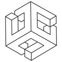 Impossible cube. Line design. Impossible shape. Optical illusion object. Op art figure. vector