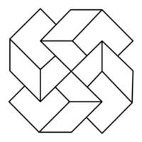 Impossible shapes logo design, optical illusion objects. Op art figure on a white background. vector