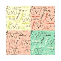 Seamless patterns with cats for children's clothes or wrapping paper. Vector collection.