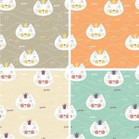 Patterns with cats, different colours. Vector illustration. Good for childish clothes, surface design.