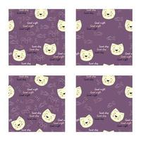 Set of four seamless patterns with cats. Patterns for pajamas. Vector illustration.