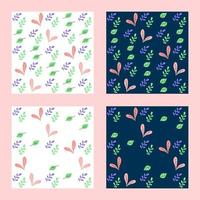 Seamless patterns with plant's elements. Twigs, leaves. Cute design. Perfect for childish clothes, surface design. Vector collection.