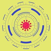 disparar el virus. virus en la mira de un objetivo. metáfora de la lucha contra el virus, la epidemia. concepto de combate epidemiológico. vector