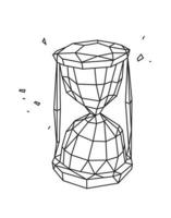 Low poly illustration of an hourglass. Vector. Outline drawing. Retro style. Background, symbol, emblem for the interior. Business metaphor. vector