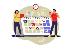 Time management concept. Self management, self control, target. Vector illustration. Flat.