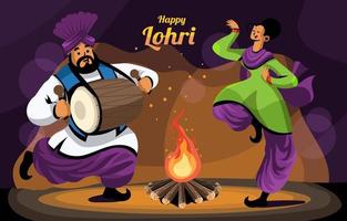 Dancing at Lohri Festival With Music vector