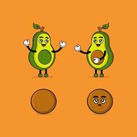 Avocado Cute Cartoon Character Illustration vector