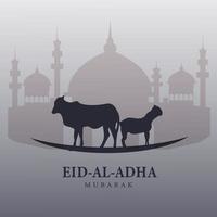 ilustración vectorial feliz eid al adha mubarak con plantilla de diseño de fondo degradado y mezquita vector