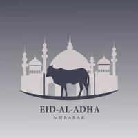 ilustración vectorial feliz eid al adha mubarak con plantilla de diseño de fondo degradado y mezquita vector