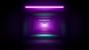 túnel do corredor iluminado por holofotes de néon