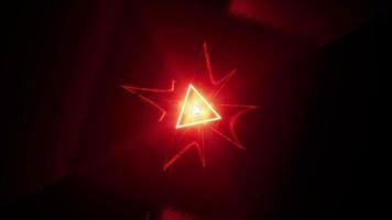 gloeiend driehoekig licht in de rode metalen vj-tunnel video