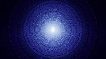 túnel de patrón de techo de metal brillante de luz de círculo azul