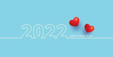 Happy new year 2022 with flat line design vector