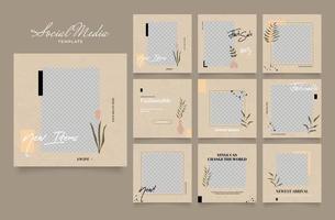 social media template multipurpose blog promotion. fully editable square post frame organic sale poster. beige brown khaki ad banner vector background