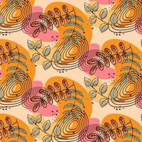 autumn seamless pattern, autumn leaves on the background of abstract color and contour spots, for textiles, paper, wallpaper vector