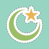 Sticker Moon and Star - Line Cut - Simple illustration vector