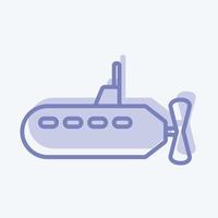 Icon Submarine 3 - Two Tone Style - Simple illustration,Editable stroke vector