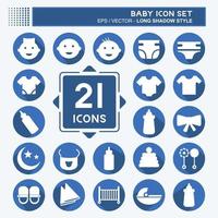 Icon Set Baby - Long Shadow Style - Simple illustration vector