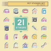 set sticker pet - ilustración simple, trazo editable vector