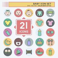 conjunto de iconos bebé - color mate estilo - ilustración simple vector