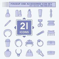 conjunto de iconos de maquillaje y accesorios - estilo de dos tonos - ilustración simple, buena para impresiones, anuncios, etc. vector