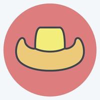 icono de sombrero de vaquero - estilo de color mate - ilustración simple, bueno para impresiones, anuncios, etc. vector