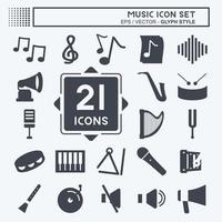 Icon Set Music - Glyph Style - Simple illustration, Good for Prints , Announcements, Etc vector