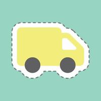 Pegatina de corte de línea de camiones de juguete - ilustración simple vector