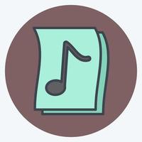 Icon Music on Paper - Color Mate Style - Simple illustration, Good for Prints , Announcements, Etc vector