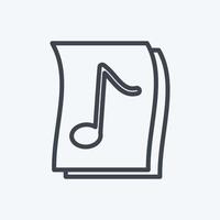 Icon Music on Paper - Line Style - Simple illustration, Good for Prints , Announcements, Etc