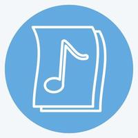 Icon Music on Paper - Blue Eyes Style - Simple illustration, Good for Prints , Announcements, Etc