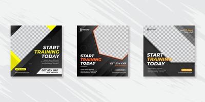 Gym and fitness social media post banner template vector